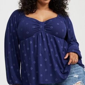 Torrid Navy Floral Blouse